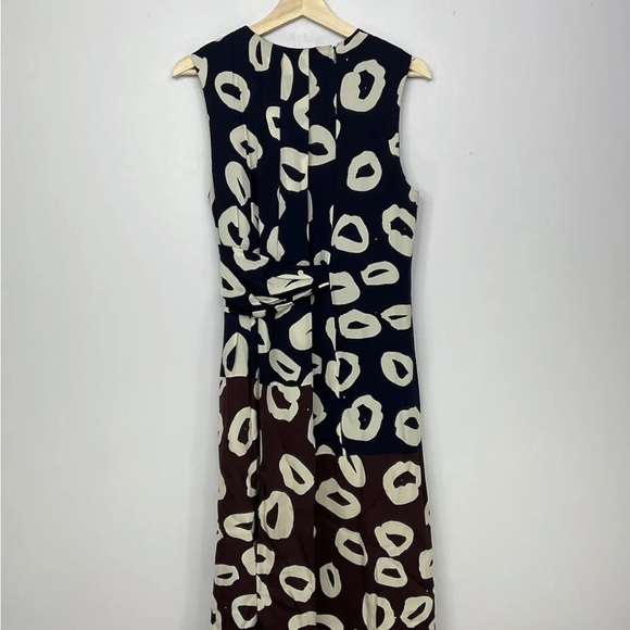 Whistles Marisa Loop Print Draped Dress Size 12 Blue Midi - Picture 8 of 9